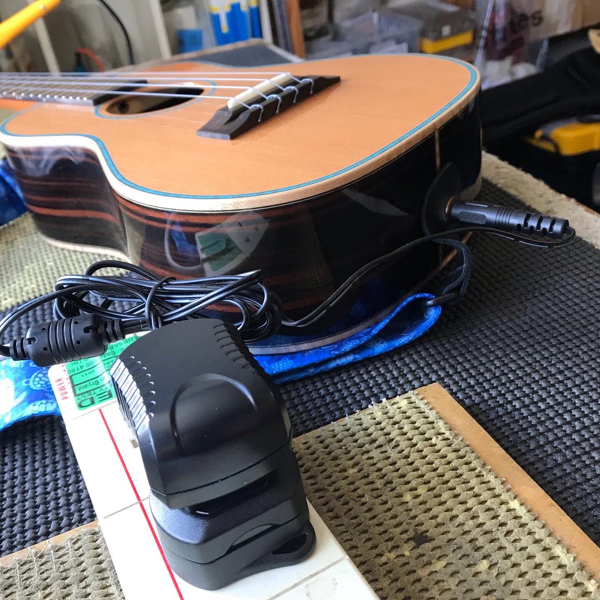 ABGuitartech's tweet photo. Fitting another of the brilliant @MiSiMySound pickups to this Pono uke - no need for a traditional battery, just charge it up on the mains for a minute! 

#ukulele #ukulelepickup #misipickup #ponoukulele #electricukulele #guitartech #guitartechnician #guitarrepair #guitarrepairs https://t.co/A8VxtOBavP