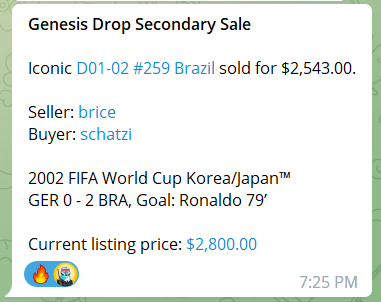 A new @FIFAPlusCollect Iconic collectible was just sold on the secondary market.