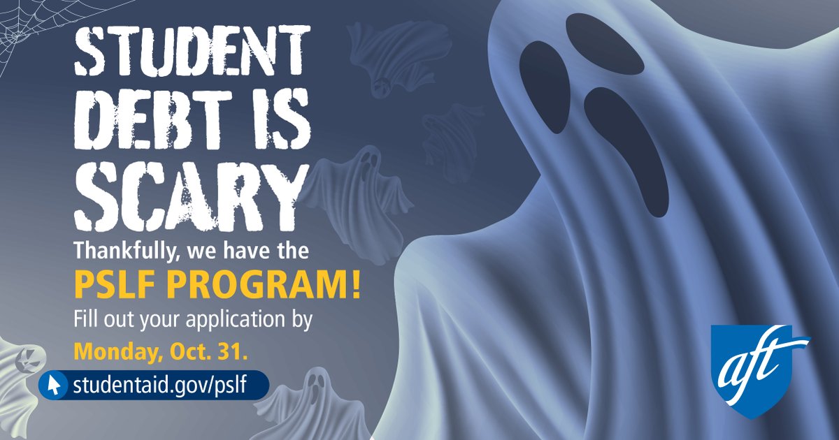 The deadline to fill out an application for the Public Service Loan Forgiveness program (#PSLF) is Monday, October 31. Visit studentaid.gov/pslf ASAP and fill out the application, and RT to spread the word! #PSLFworks