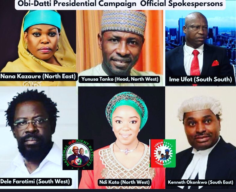 AreaFada1's tweet photo. So, Tanko Yinusa, Dele Farotimi, Kenneth Okonkwo, Nana Kazaure, Ime Ufot and Ndi Kato don show.

Oya, Festus Keyamo, Bwala, Reno, APC and PDP are you ready?

Obidient’s first eleven don enter field.

Now, we go know how far.😜 https://t.co/Hve9gX7sLI