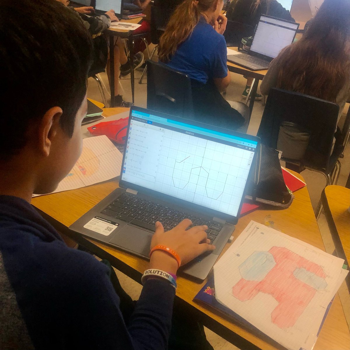 Springboro_SJHS's tweet image. Mrs. Klausing&apos;s Honors Alg 7 classes are using student-created pictures to practice writing linear functions &amp;amp; turning those into digital images using an online graphing platform. These kids are doing incredible work!! #mathinaction #handsonlearning