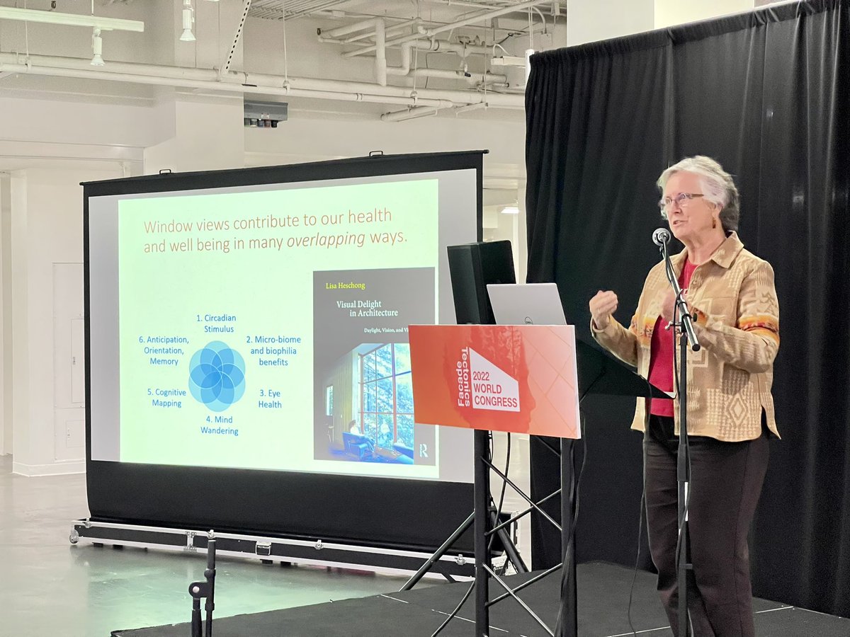 Day 2 of @FacadeTectonics World Congress kicks off with keynote from Lisa Heschong from Heschong Mahone Group (HMG) on the health and developmental benefits of natural daylighting. #daylighting #WorldCongress