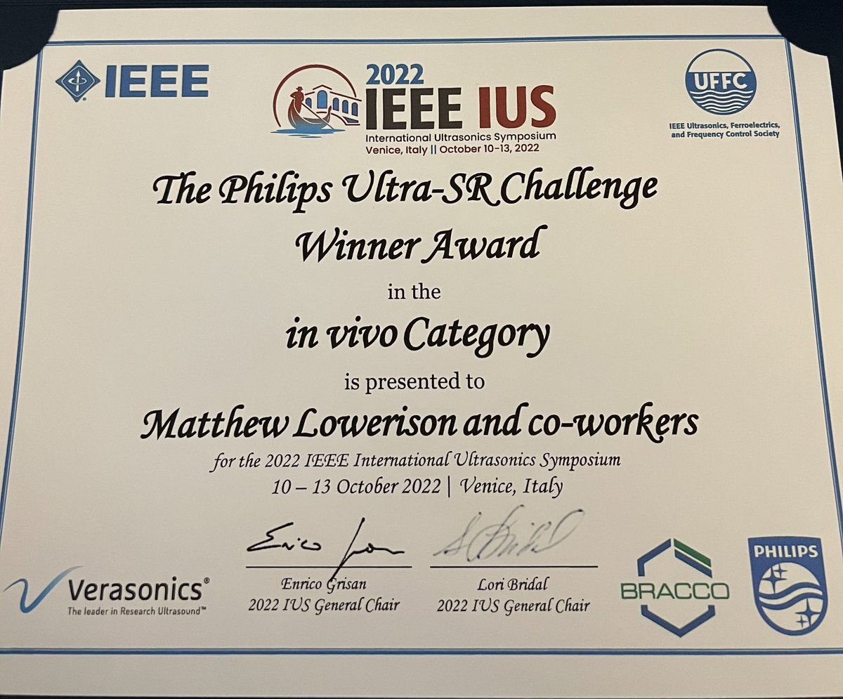 Pengfei Song (@songlabduke) on Twitter photo Huge congratulations to <a href="/MRLowerison/">Matthew Lowerison</a> and <a href="/yirangs2/">YiRangShin</a> who worked so hard to help the @SongLabUIUC clinch the winner award for the super-resolution imaging challenge (in vivo) at @ieeeius 2022! Huge congratulations to <a href="/MRLowerison/">Matthew Lowerison</a> and <a href="/yirangs2/">YiRangShin</a> who worked so hard to help the @SongLabUIUC clinch the winner award for the super-resolution imaging challenge (in vivo) at @ieeeius 2022!