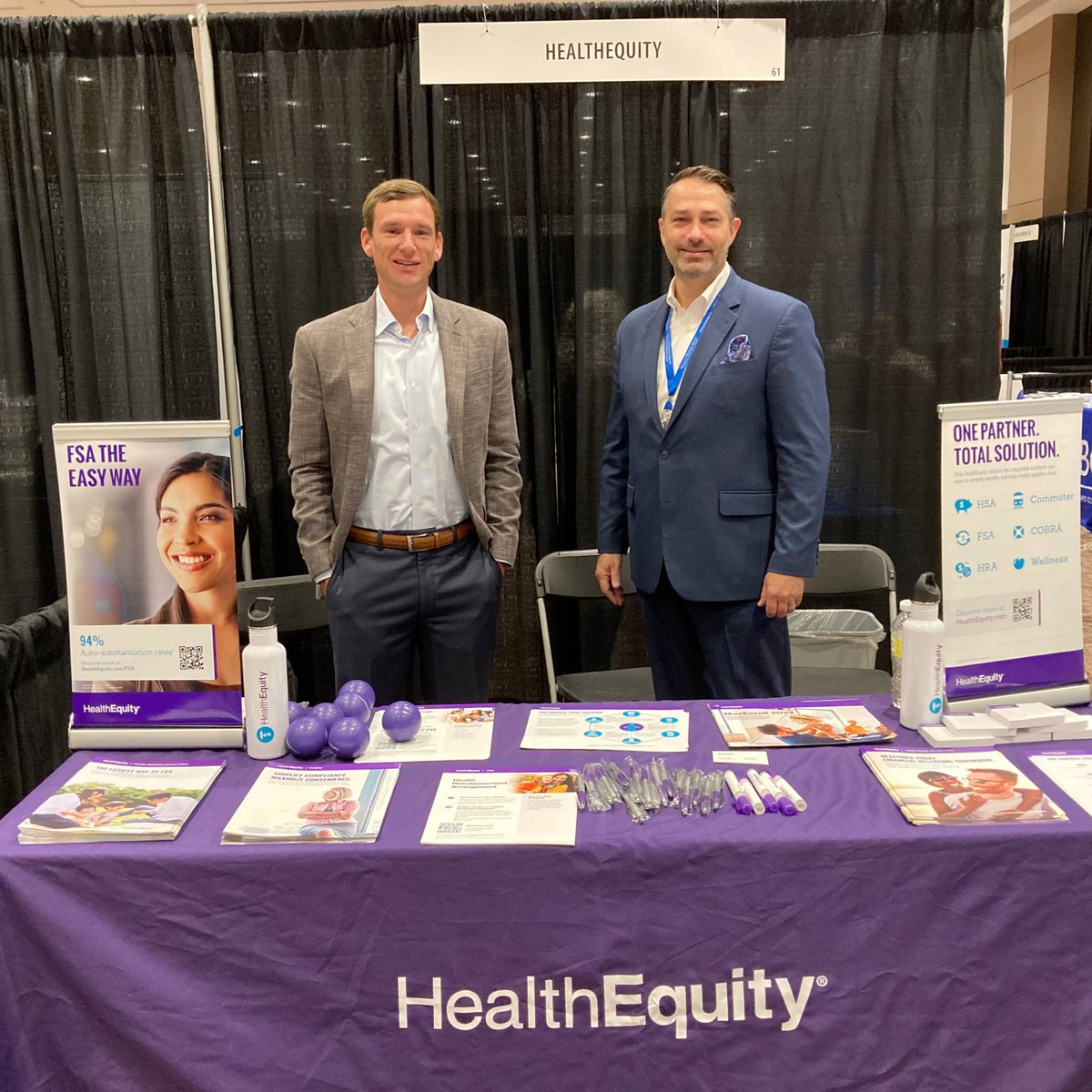 HealthEquity's tweet photo. #TeamHQY is happy to be at #NCSHRM in Winston-Salem. Visit with Justin and Matt at the booth and find out how our integrated solutions can make a difference for you. #Benefits #OpenEnrollment #HSA #FSA https://t.co/DJD8m9wRhB