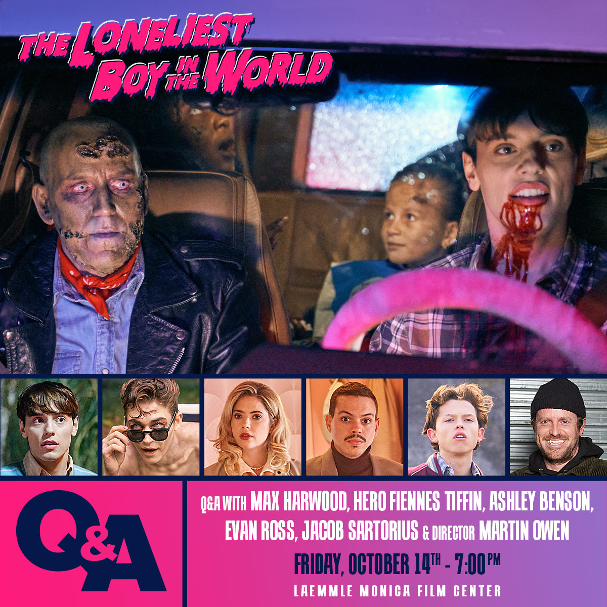 Join cast members #MaxHarwood, #HeroFiennesTiffin, #AshelyBenson, #EvanRoss, &amp; #Jacob Sartorius as well as director Martin Owen for a Q&amp;A following the 7p showing of THE LONELIEST BOY IN THE WORLD at the Santa Monica Laemmle this Friday! 

Get tickets - fal.cn/3sIcF