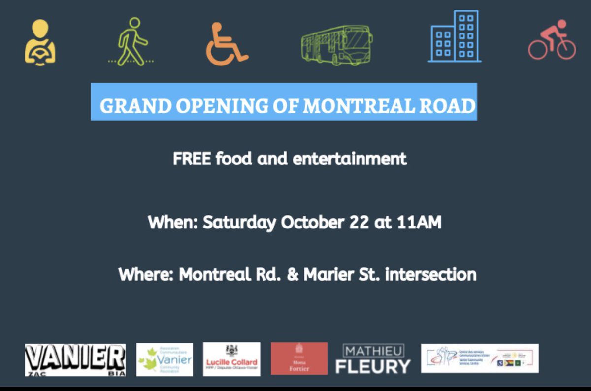 MathieuFleury's tweet photo. Join us for the grand opening of Montreal Road , with FREE food and entertainment
When: Saturday October 22
📍Montréal Rd & Marier intersection https://t.co/iDmcwKLdzK