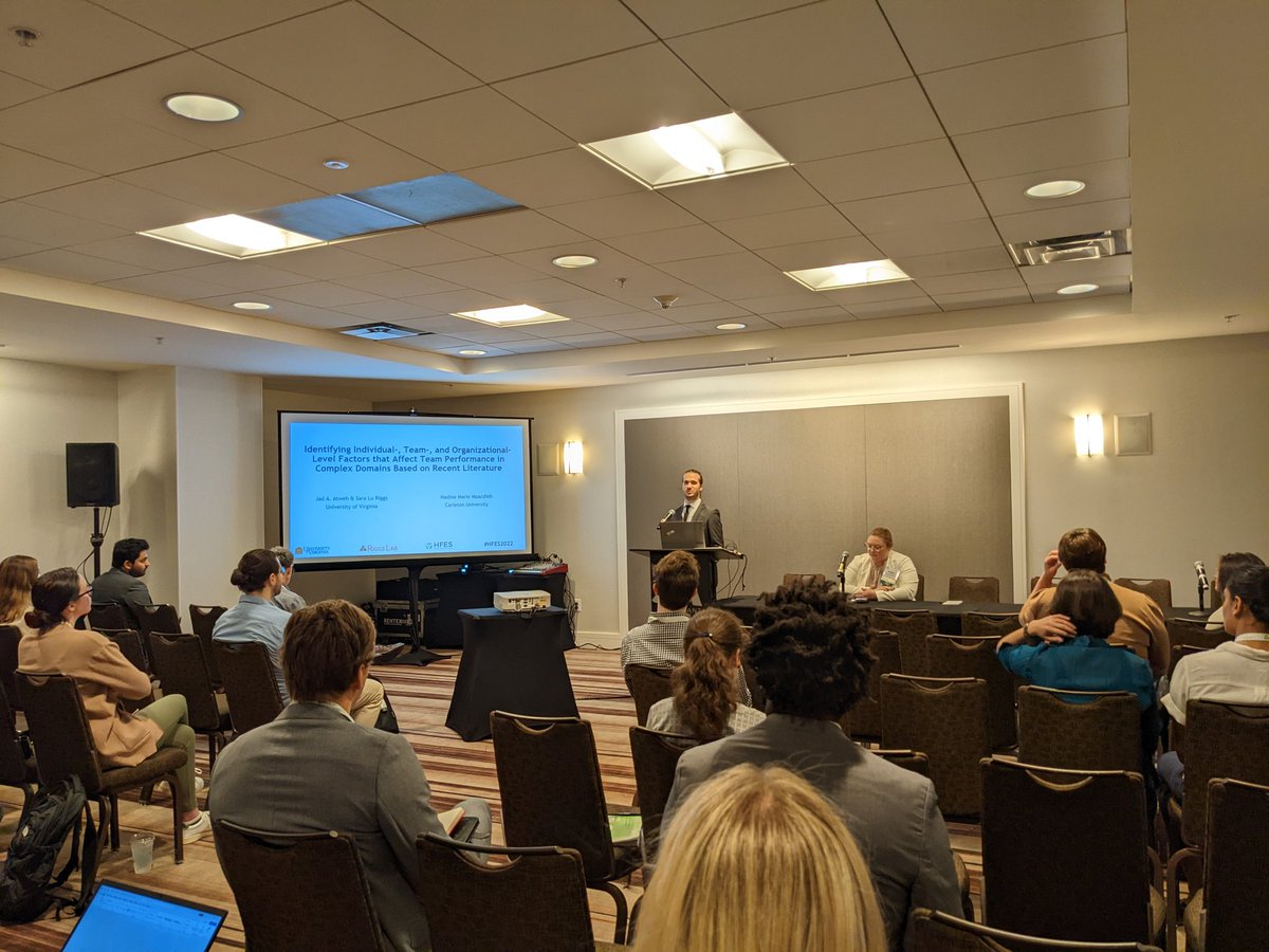 Next up, <a href="/JadAtweh/">Jad Atweh, PhD</a> presented his work titled, "Identifying individual-, team-, and organizational-level factors that affect team performance in complex domains based on recent literature." He did amazing on his 1st ever HFES presentation! 🥳 #hfes2022
