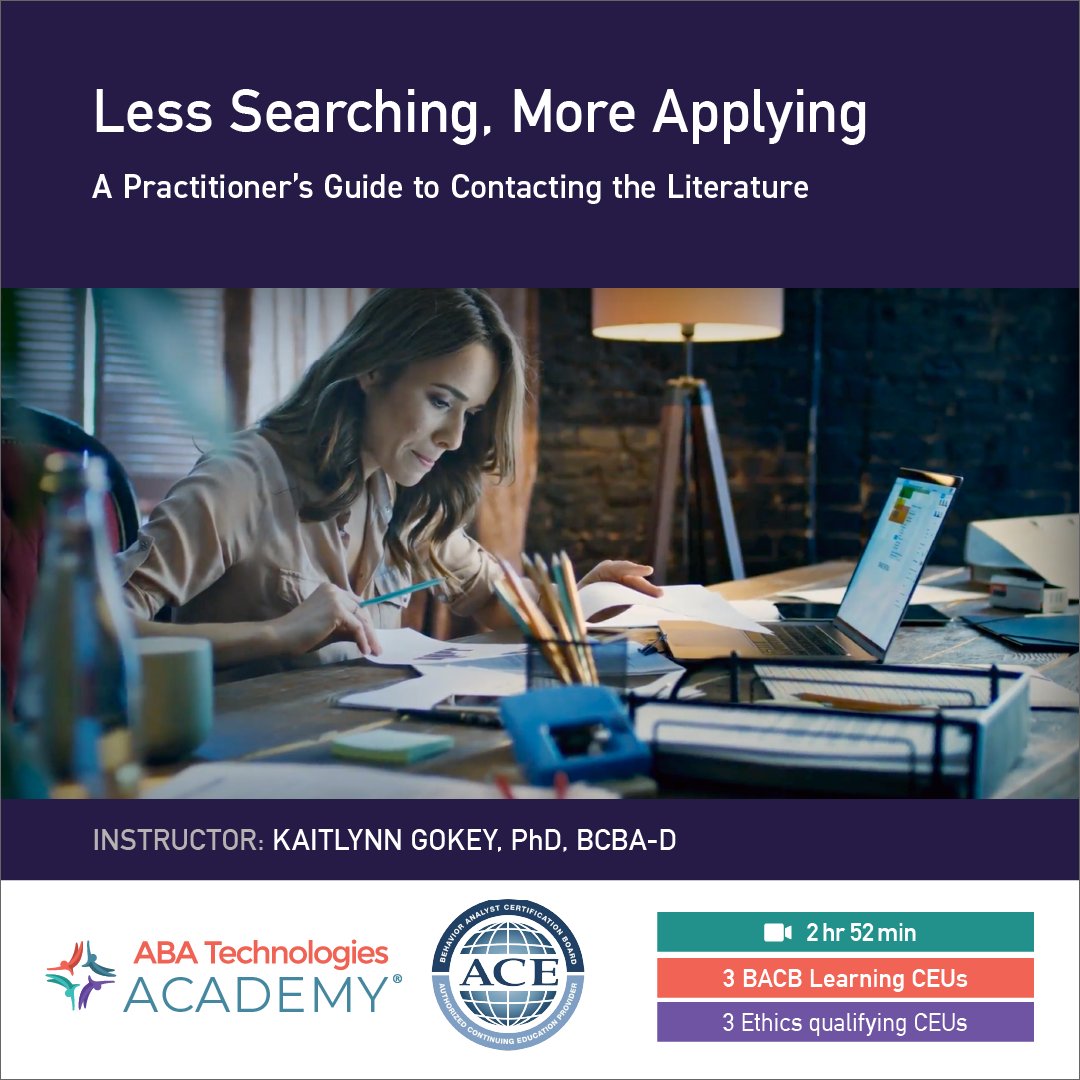 abatechnologies's tweet photo. Introducing our newest CE: Less Searching, More Applying: A Practitioner's Guide to Contacting Literature
Register now: https://t.co/HRZEUuNYiL
#scienceliteracy #scientistpractitioner #ceu #ceus #bcba #bacb #bacbceu #bcaba #rbt #behavior #obm #aba #behavioranalysis https://t.co/hfGGR0ocni