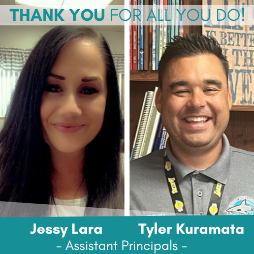 summitsharksESD's tweet photo. We are recognizing our exceptional Etiwanda principals this week. Please join us in honoring Niki Kelley, Tyler Kuramata, and Jessy Lara for their dedication to their students, staff, and families as the principals of Summit Intermediate. We appreciate everything you do. https://t.co/axtXZix8wN