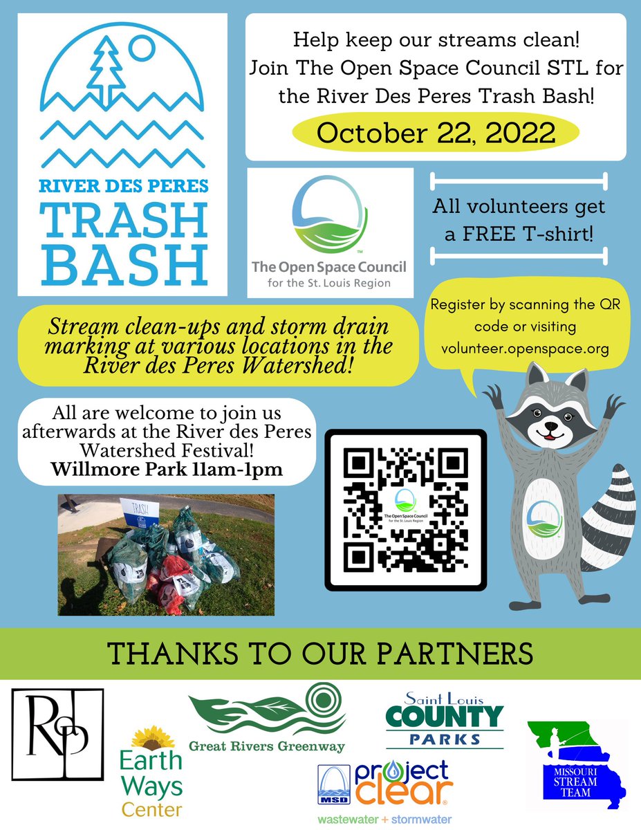 Help keep our streams clean! Join The Open Space Council for the River Des Peres Trash Bash on October 22! Click the link to learn more and to register: ow.ly/RTqu50L99cW
