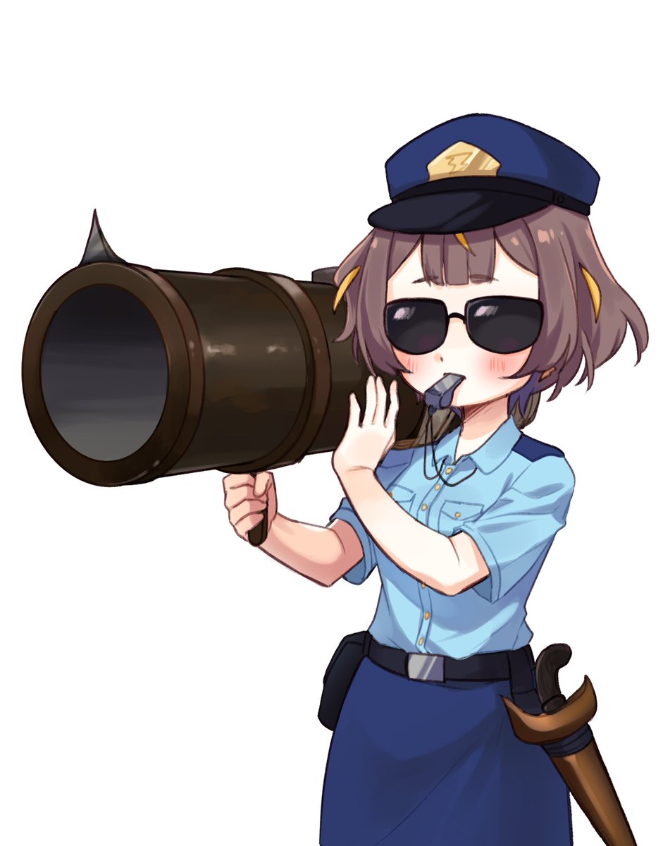 1girl police police uniform sunglasses whistle uniform policewoman  illustration images