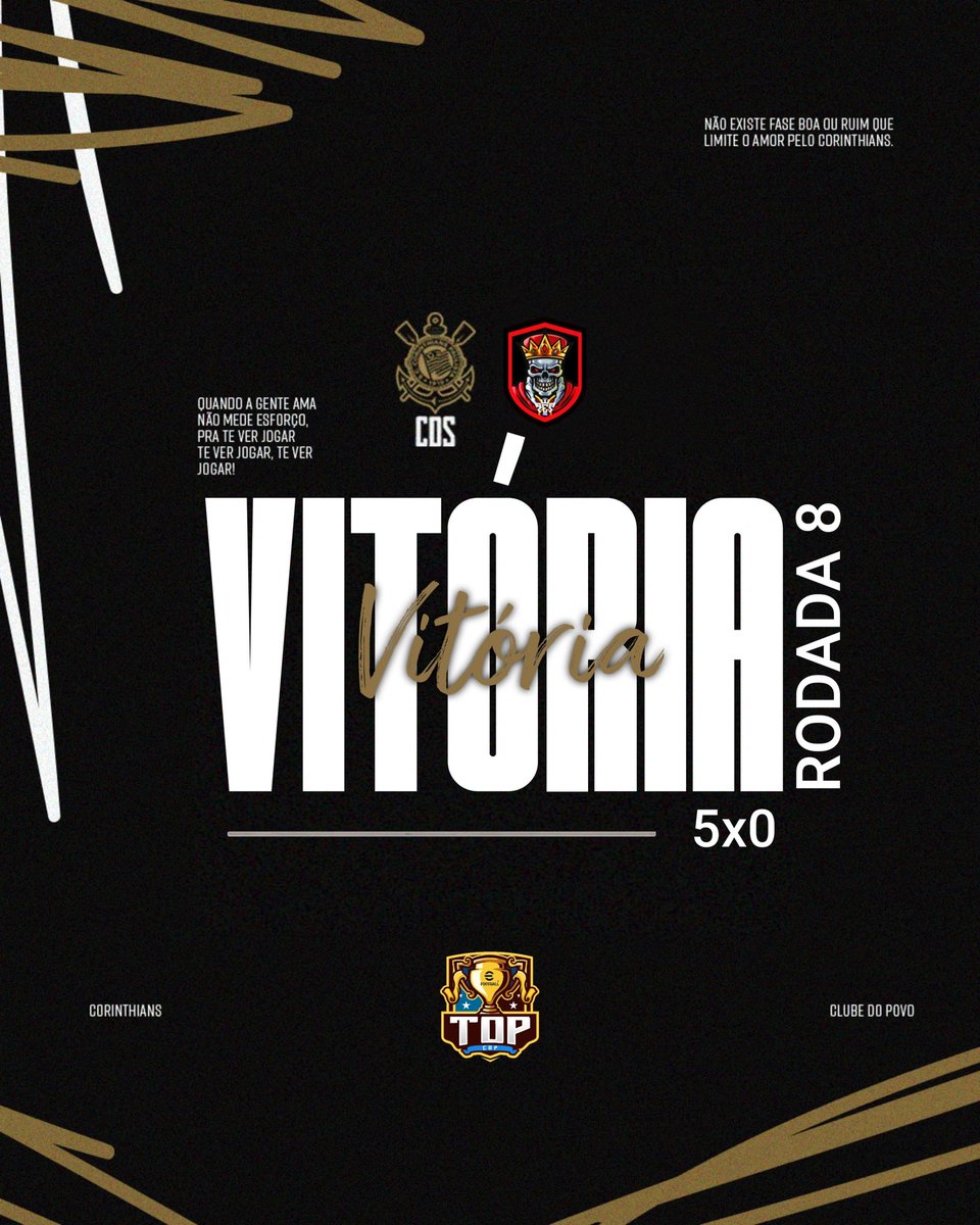 Corinthiansmob's tweet photo. Vitória Corinthiana na 8° rodada da TOPCUP - LBE. O coringão permanece invicto na competição e com o maior saldo de gols e melhor aproveitamento até o momento!!
#VaiCorinthians #fiel #Corinthians https://t.co/ukBqvp66ya