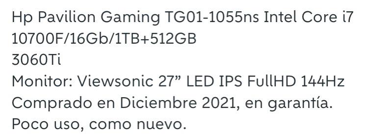 Vendo pc y monitor con estos componentes (más info y precio md📩)👇👇👇
