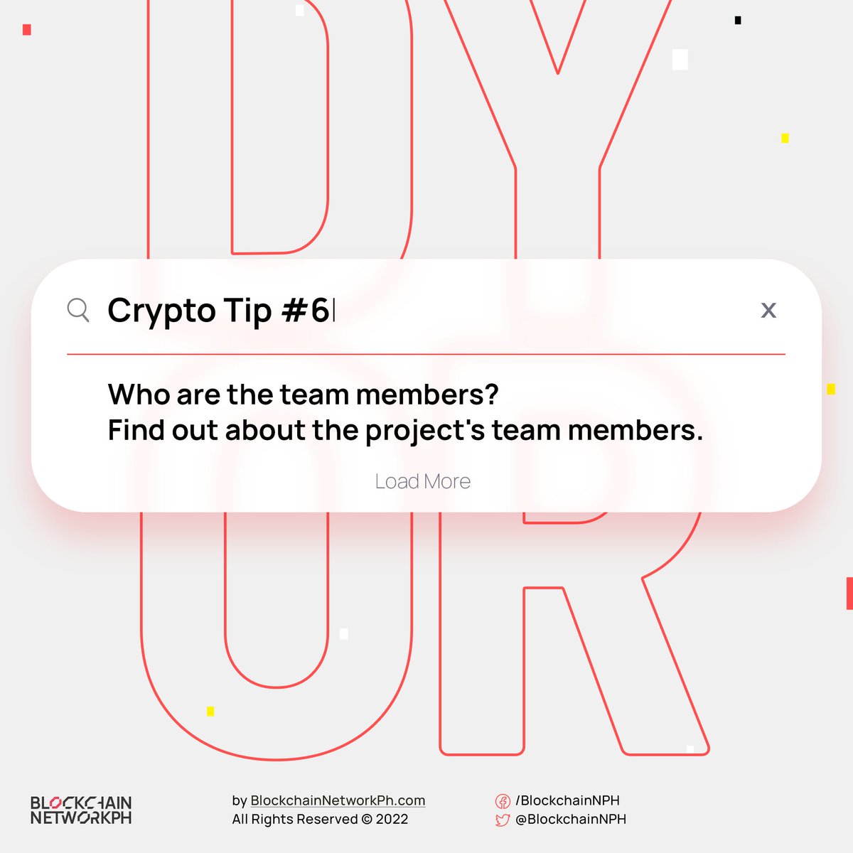 Connectweb3ph's tweet photo. π Crypto Tip #6
Who are the team members of the project? βπΌ
#DYOR #BNP #bnphupdate #investingtips #investing101 #CryptoPH
Here's how ππΌ https://t.co/7x6YYE5h4t