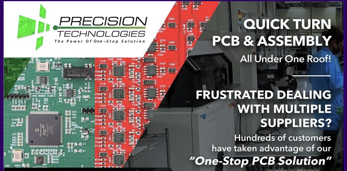 precision4pcb's tweet image. 20% OFF PCBS with your Assembly Order! Precision Technologies is the One-Stop Shop for PCBS & PCB Assembly.
#pcbassembly #pcbdesign #electronics #aerospace #circuitboards #engineering