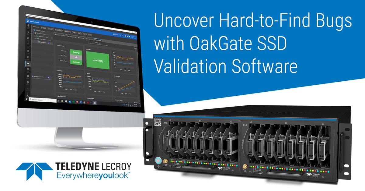 TeledyneLecroy's tweet photo. Click https://t.co/vrP7cuAAdf to learn five reasons to choose OakGate SSD Test and Validation Solutions! #ssd #solidstatestorage #ssdtest #ssdtesting #teledynelecroy #oakgate https://t.co/JeRImCMP06