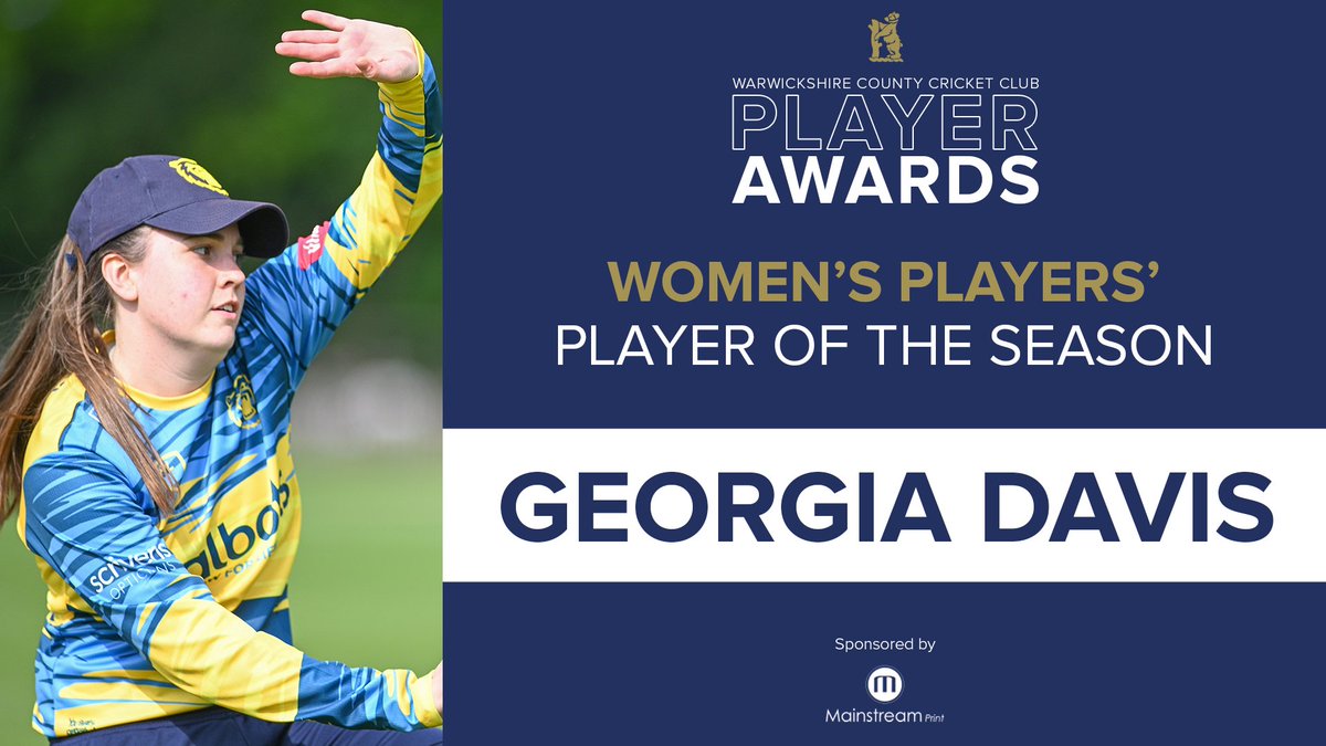 WarwickshireCCC's tweet image. 𝗪𝗼𝗺𝗲𝗻'𝘀 𝗣𝗹𝗮𝘆𝗲𝗿𝘀' 𝗣𝗹𝗮𝘆𝗲𝗿 𝗼𝗳 𝘁𝗵𝗲 𝗦𝗲𝗮𝘀𝗼𝗻 🏆

With best figures of 5/14 versus Gloucestershire, the winner is Georgia Davis. 

Sponsored by @MainSPrint.

🐻 #YouBears