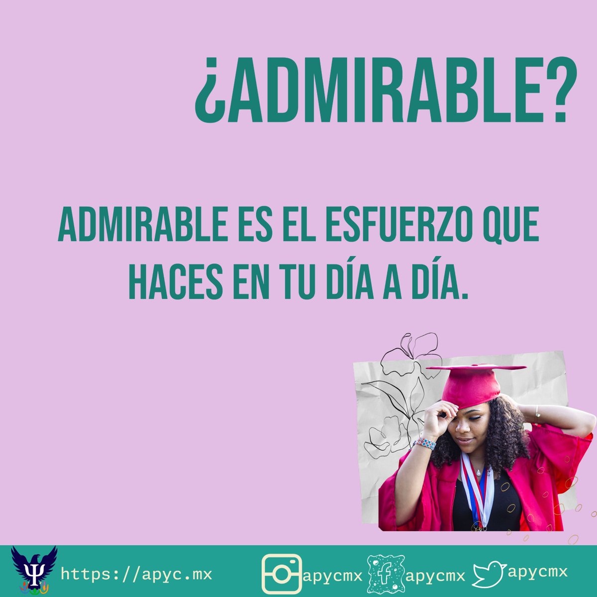 apycmx's tweet photo. Si comenzamos a compartir este tipo de mensajes, es posible que sea más sencillo que las personas reconozcan que es un gran esfuerzo lo que hacen y no cualquier cosa.
#apycmx #reconocernos #esfuerzoydedicacion #psicologosonline https://t.co/x6OuEcnBJ1