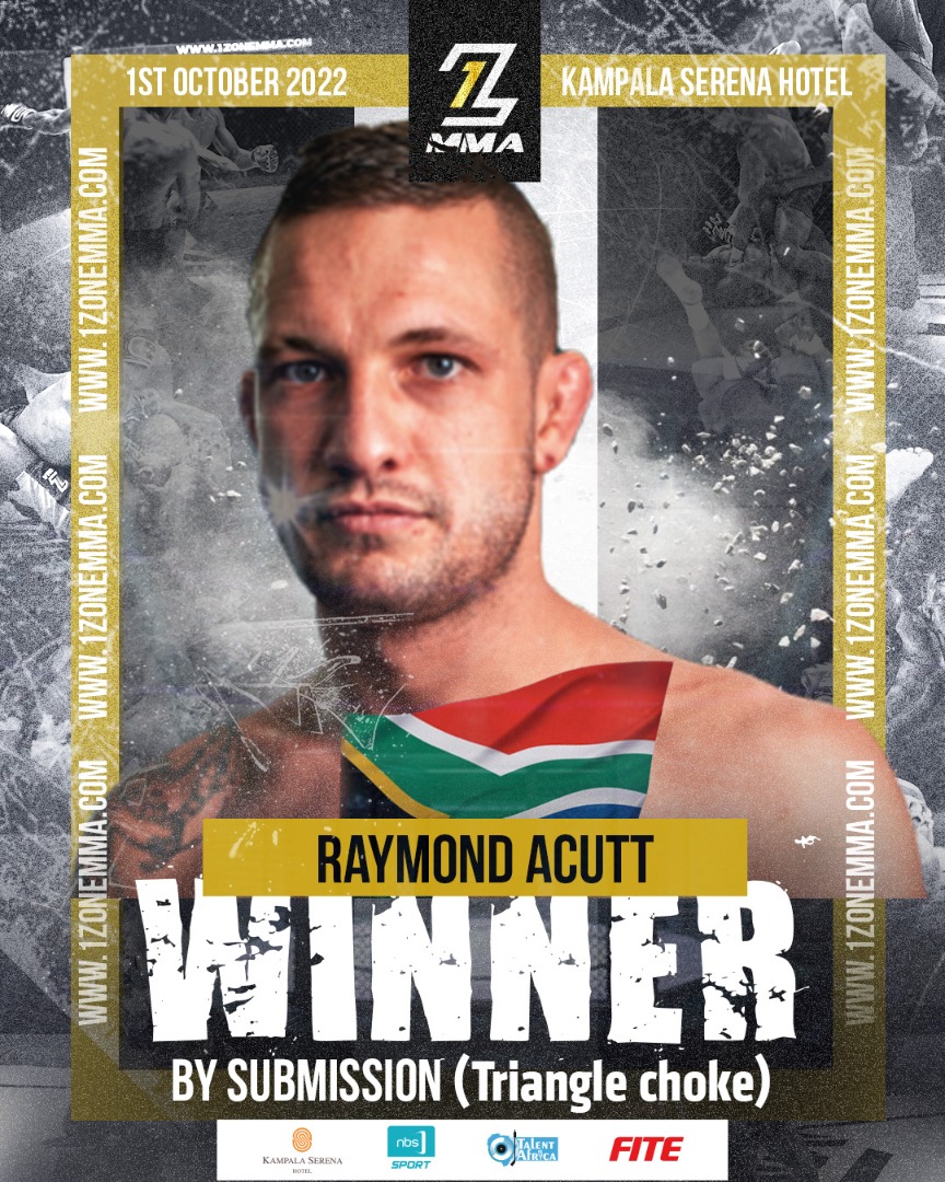 NBSportUg's tweet photo. #1ZoneMMA

Raymond Acutt showcases his level of skill set with a triangle choke in Henry’s neck that opened doors to his win by submission. He says, this was an easy fight.

Watch live the bout on @NBSportUg.

#NBSportUpdates |  #SlayOrBeSlayed https://t.co/ZaVRUCLFpw
