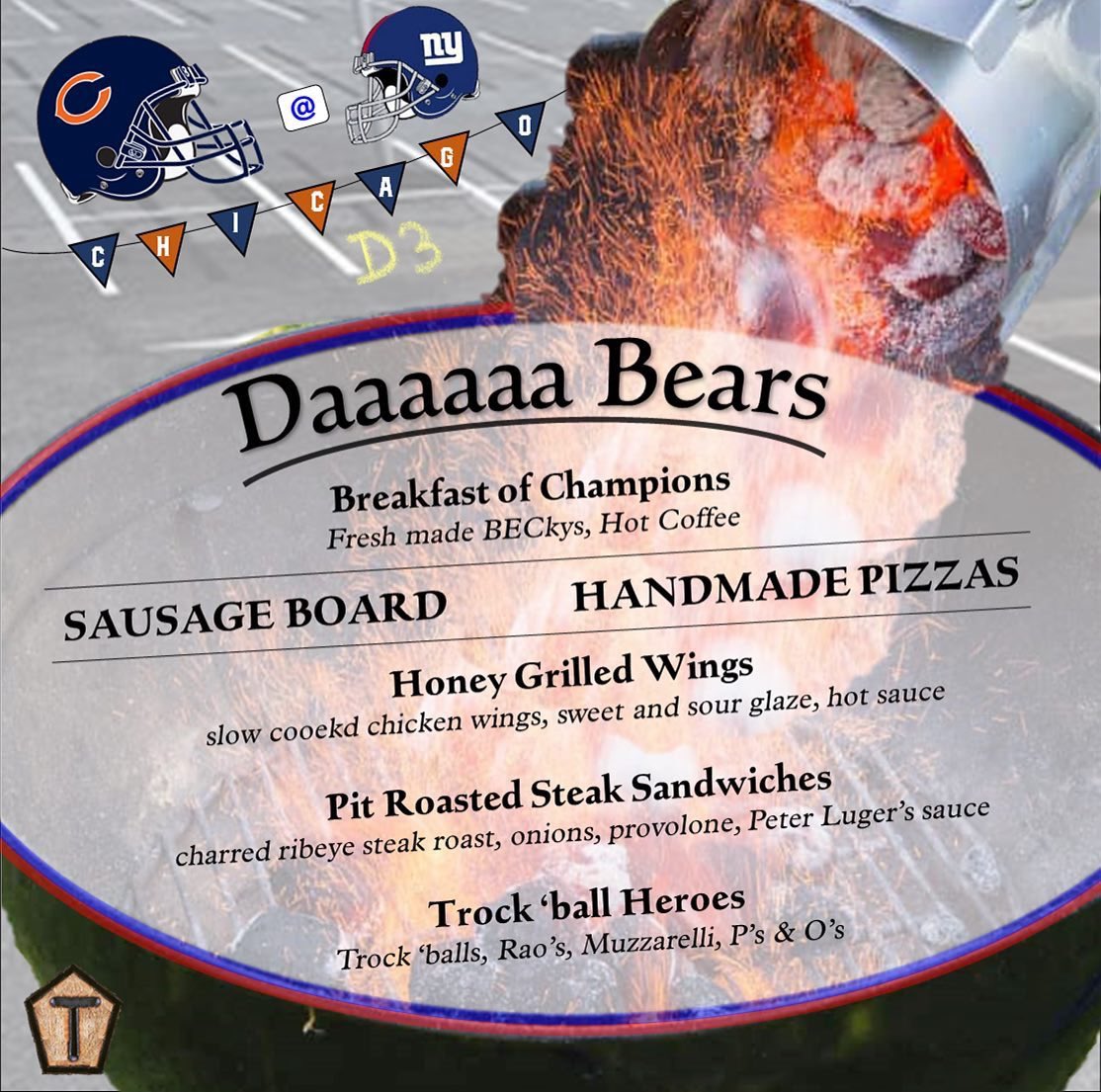 BigBlueUnited's tweet photo. Tailgate Menu for Giants vs Bears in Lot D3. 

#TrockTailgate #TogetherBlue  #NYGvsCHI https://t.co/AgYY5opSrC