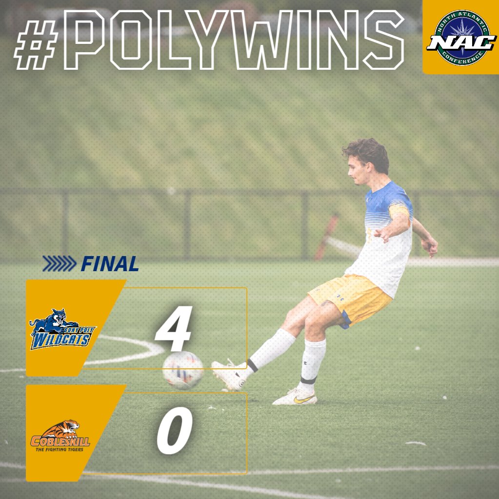 PolyWildcats's tweet photo. 🟡🔵#PolyWins
[⚽FINAL]
#PolyMSOC - 4
Cobleskill - 0
#d3soc @nacathletics https://t.co/1Hhfdvryo4