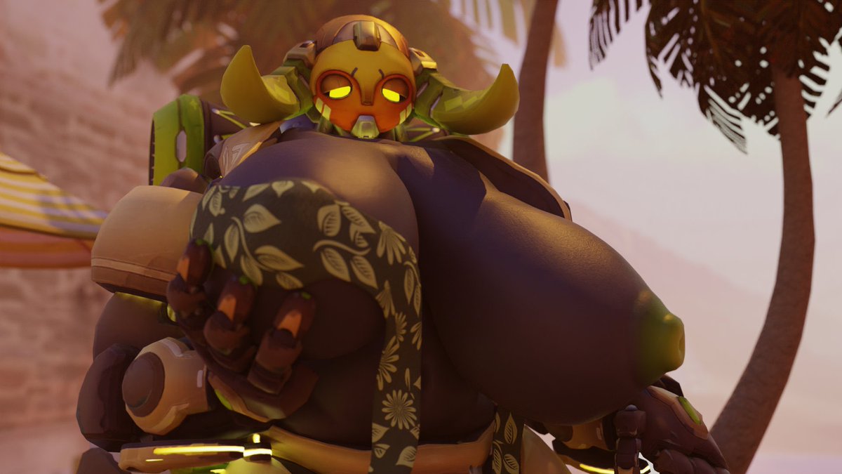 *the reader is out on a date with Orisa on the beach when her bikini suddenly snaps, exposing one of her huge nipples.*
“Oh goodness… I hope you don’t mind, this happens every time-“