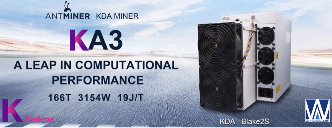 wupaccess's tweet image. Bitmain KA3 the must POWERFUL Kadena (KDA) Crypto Miner in the market. A Leap In Computational Performance. 166Th/s Hashrate, ONLY 3154W of Power Consumption. Click on the link below! wupaccess.com/pre-order-bitm…
#bitmain #ka3 #bitmainka3 #kdaminer #kda #wupaccess #wupaccesscrypto