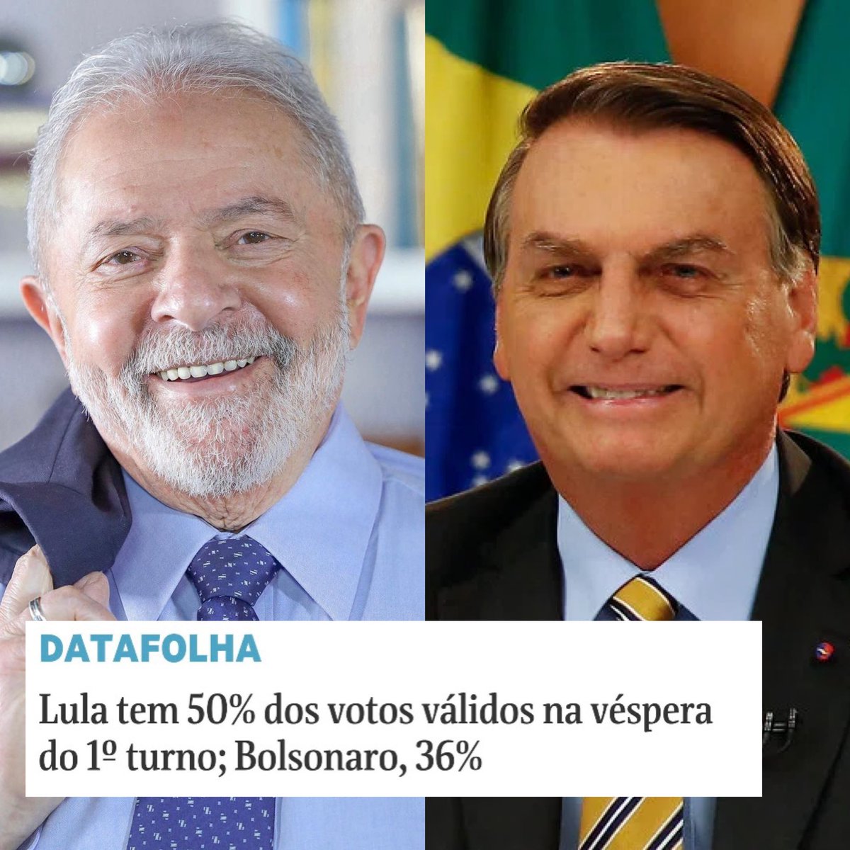 Acaba de sair a última pesquisa Datafolha para a presidência. Lula lidera com 50% dos votos válidos, enquanto Bolsonaro aparece em segundo lugar com 36%. Simone Tebet tem 6%, e Ciro Gomes 5%. (📸: Ricardo Stuckert / Fábio Rodrigues-Pozzebom / Agência Brasil)