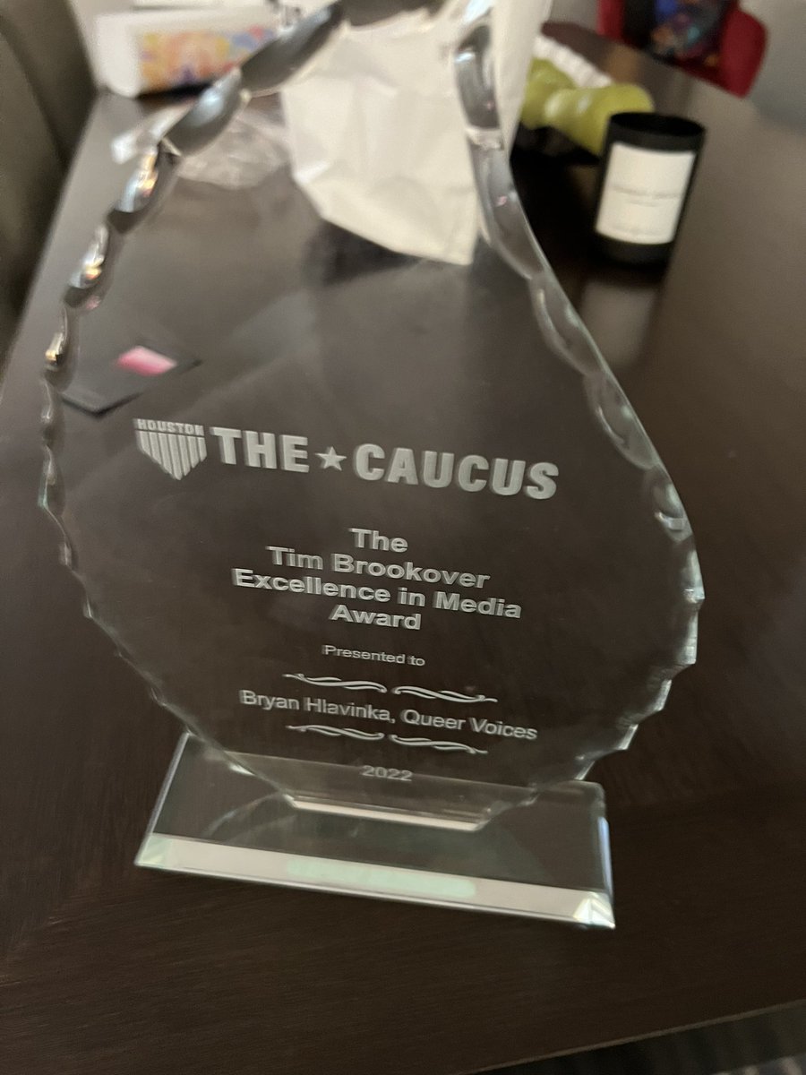 Thank you for the award for <a href="/queervoices/">Queer Voices, KPFT</a> <a href="/HLGBTQCaucus/">Houston LGBTQ+ Political Caucus</a>