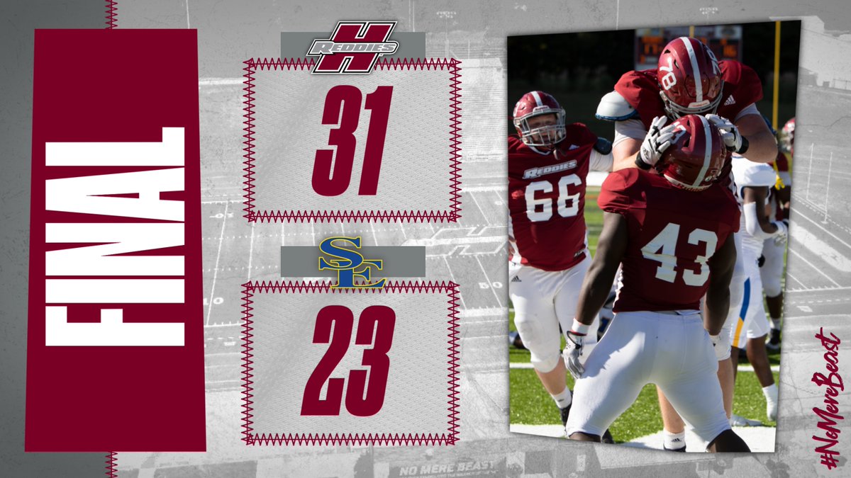 ReddiesFB's tweet photo. REDDIES WIN!

Henderson State holds off a late push from Southeastern Oklahoma State to defeat the Savage Storm 31-23 on Saturday afternoon!

HSU will be back in action next Saturday when it travels to Ada, Oklahoma to face East Central.

#CodeRed https://t.co/XgWyOFP00T