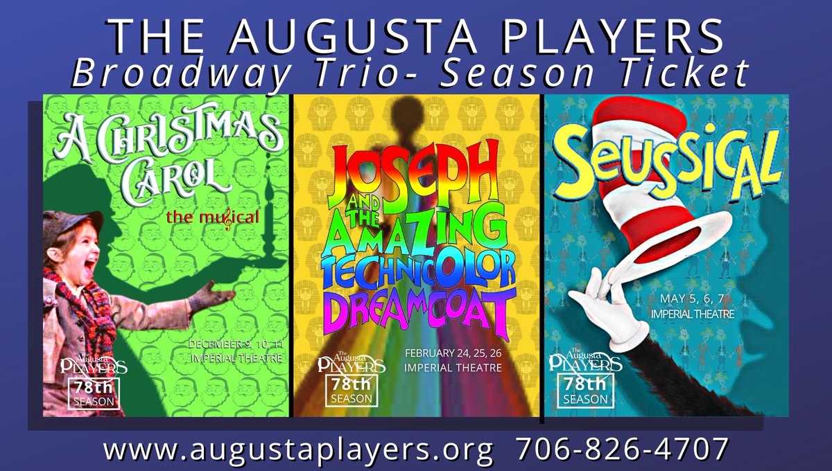 ScottSeidl's tweet photo. SAVE MONEY!
GUARANTEE GREAT SEATS!
SPECIAL PERKS!

You can still get Season Tickets! The Broadway Trio of the remaining three shows of The Augusta Players Inc. 78th Season!

Call 706-826-4707! https://t.co/kSRo0PJz9o