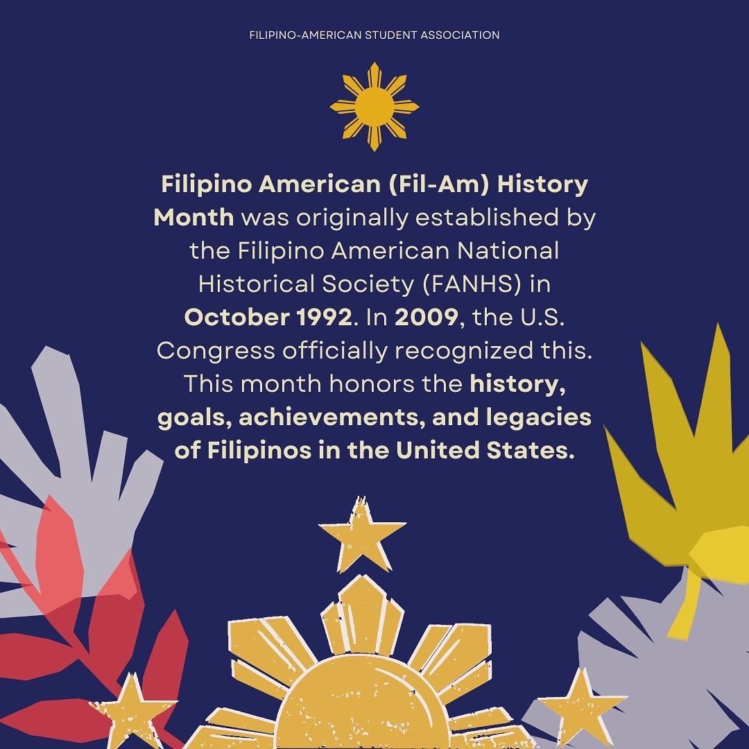 WSUFASA's tweet photo. Today marks the beginning of Filipino American History Month! All October long, we want to celebrate YOU all, our community. Share your FASA memories with us and let us know what FASA Love means to you, and we will repost your content! Tag us &amp; use #FASALOVE ! 🇵🇭❤️💛💙 https://t.co/1wq3OPxQNG