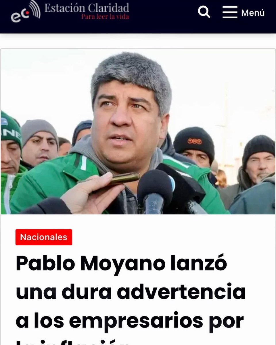 📌 PARITARIAS 
Pablo Moyano, manifestó que camioneros pedirá de partidarias arriba de la inflación: "Que no vengan los empresarios con dos pesos con cincuenta. Si no, como siempre ha hecho nuestra organización  gremial, se discutirá y peleará en salario en las calles"