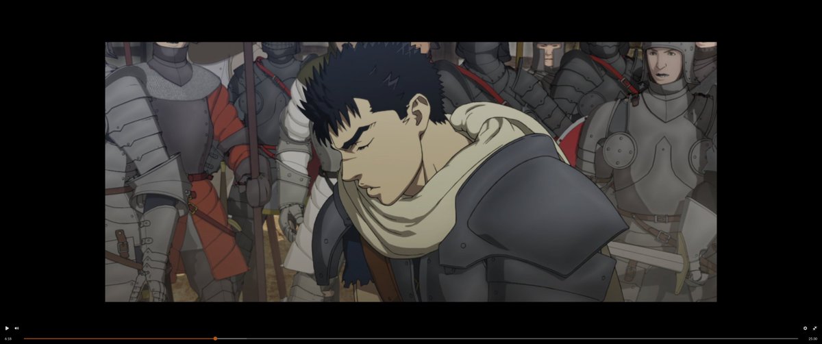 SlackmichamArch's tweet photo. #Berserk pourrait être bien, mais @Crunchyroll_fr diffuse une vidéo 21:9 avec des bandes noires pour la transformer en 16:9.
Admirez le beau cadre noir résultant sur un écran 21:9 en plein écran !😡🤬 https://t.co/BtLnzsPj47