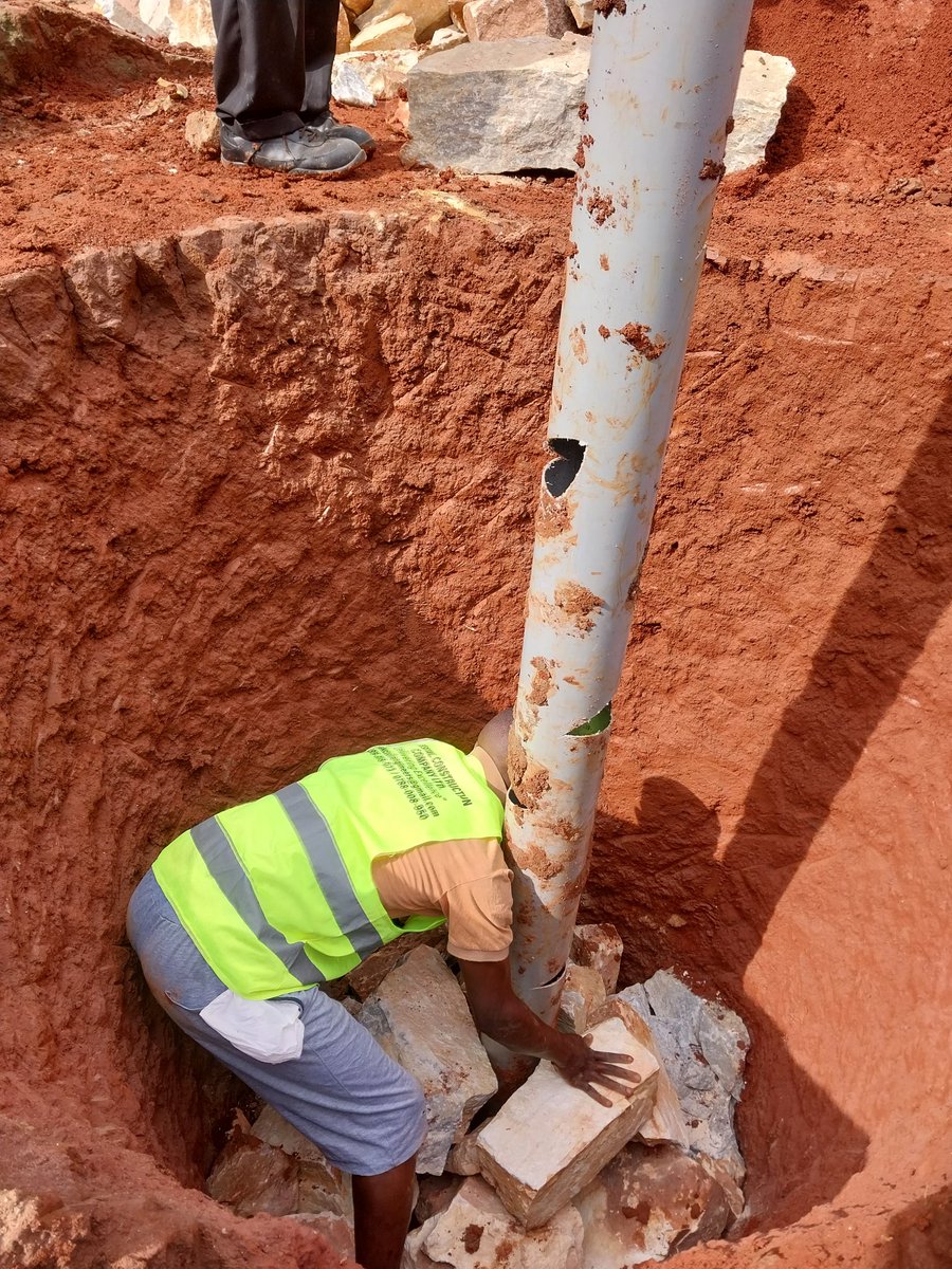 reakengineers's tweet photo. A soak pit with a punched PVC pipe for the inspection chamber https://t.co/rtcd65yn5H