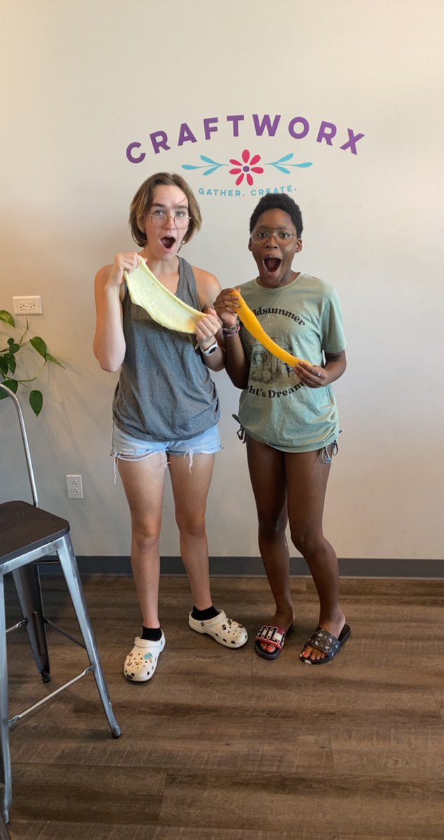 GETtheHand's tweet image. These two @TravisTheatre goofballs got to make slime at @CraftWorxUSA for helping with out painting our parking spots! #TeacherLife