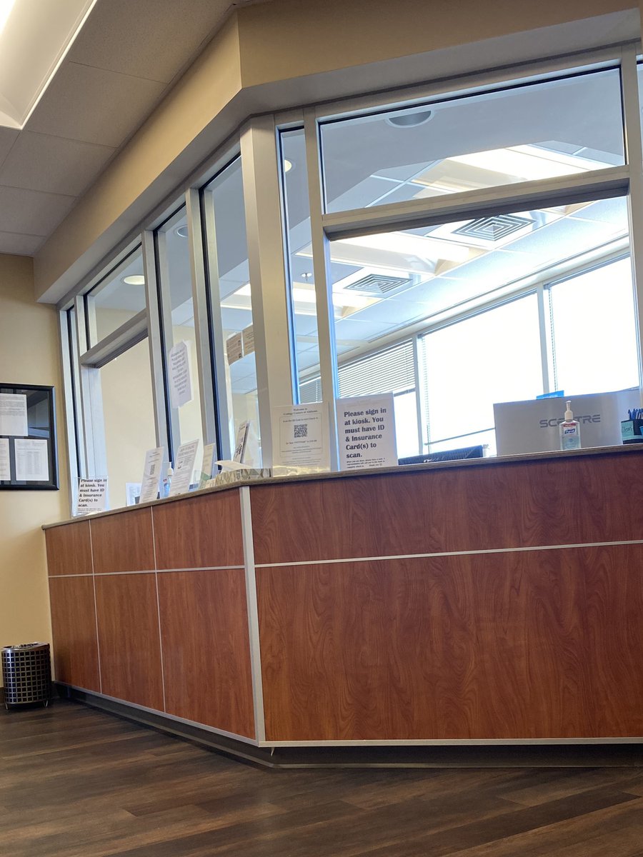 AccessNerds's tweet photo. A recent doctor’s visit came with a counter that was too high (in a new facility). The ADA requires sales and service counters to be no higher than 36” &amp; some states require 34” max. High counters make signing paperwork &amp; communication difficult. #AccessNerds #ADA #accessibility https://t.co/21y73mbbFe