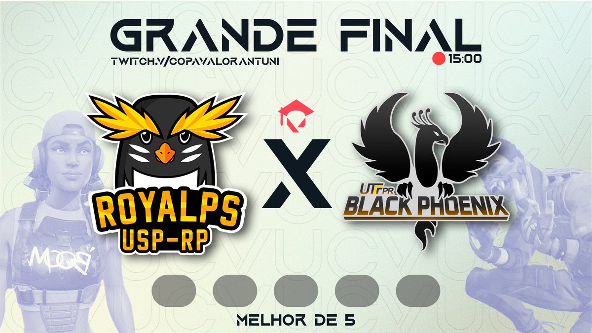 CopaValorantUni's tweet photo. TUDO SE RESOLVE AQUI! 
Hoje, às 15 horas. @royalpsusp x @BlackPhoenixgg .
Confronto que decide quem será o vencedor da CVU BR - Season 2!! https://t.co/CiKvBawNVJ