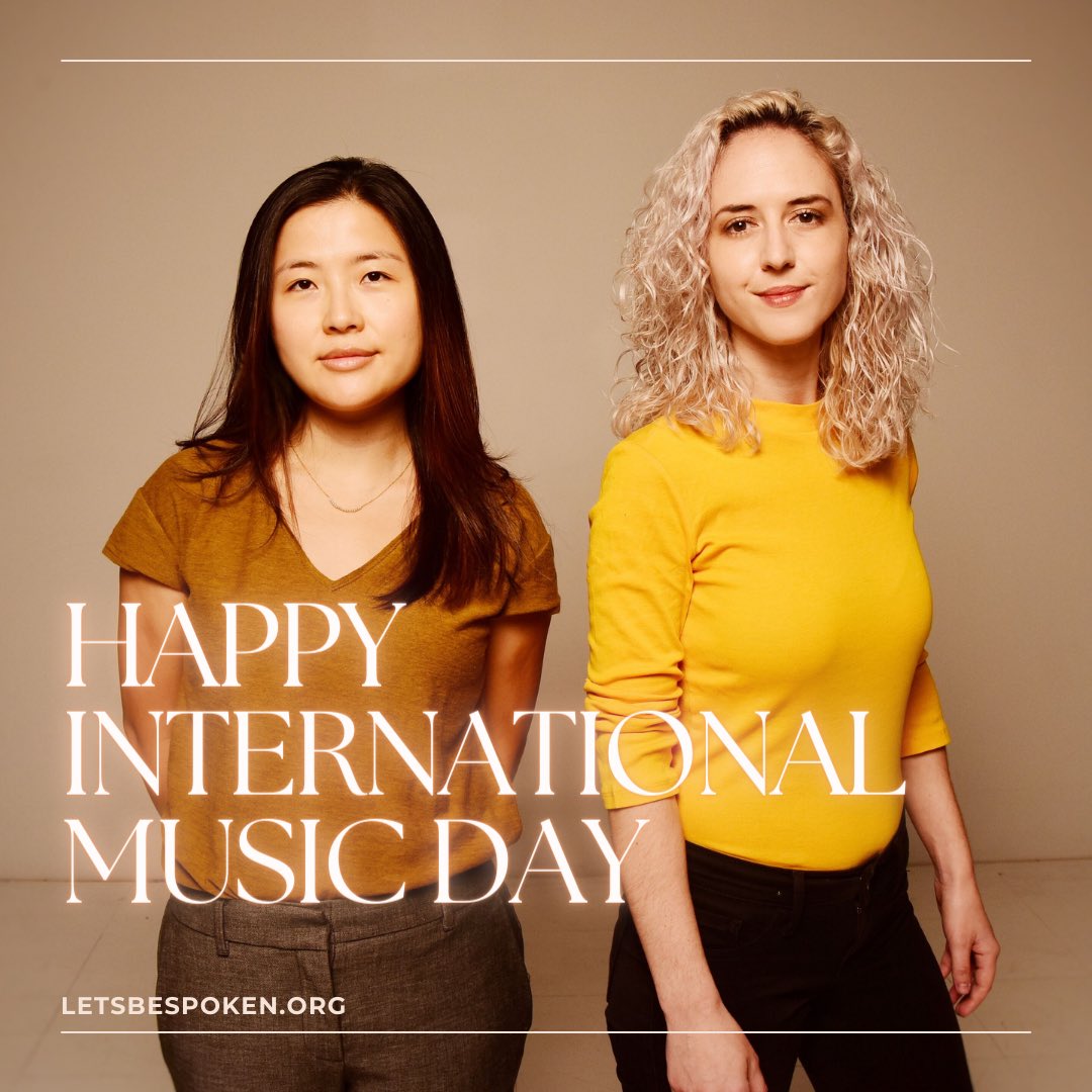 Happy #internationalmusicday from <a href="/letsbespoken/">bespoken</a> co-founders <a href="/GinaIzzo/">Gina Izzo</a> &amp; @eunbikimpiano 🎶 Here is to everyone who is creating &amp; using music as a powerful vehicle for change 🙌