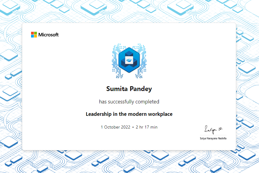 Today I earned my "Leadership in the modern workplace" trophy! I am so proud to be celebrating this achievement and hope this inspires you to start your own <a href="/MicrosoftLearn/">Microsoft Learn</a> journey!

 learn.microsoft.com/en-in/training… #MSLearnTrophy