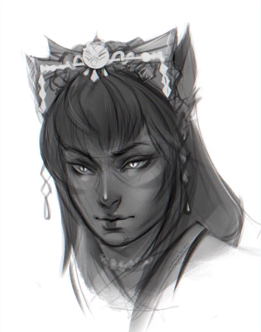 Kikyo Sketch for #FinalFantasyXIV #FFXIV #FFXIVART #Miqote 