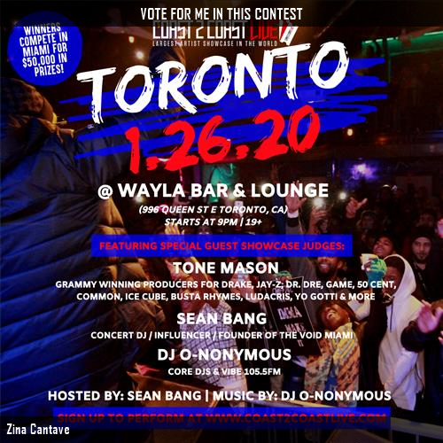 Vote for me to perform for  $50,000 in Prizes!  at #Toronto 10/4/22! c2c.fm/Xo79Ta #Coast2Coast