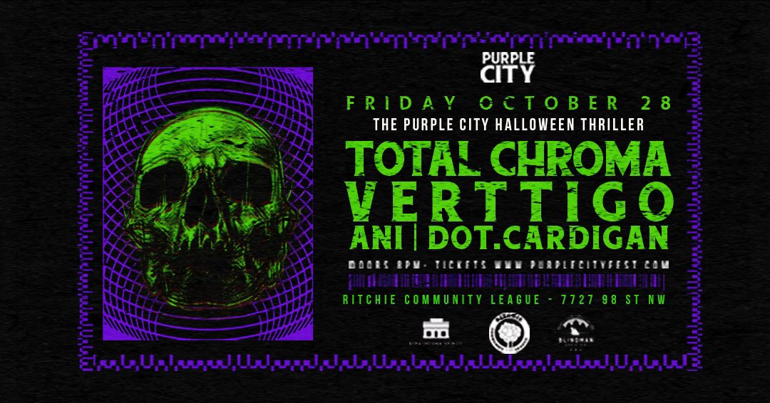 We’re baaaaaccckkkk! As if we couldn’t host a bangin Halloween party. 👻 Join us Friday, October 28 at Ritchie Hall for a frightfully good time! Advance tickets here: showpass.com/total-chroma-v… #Yeg