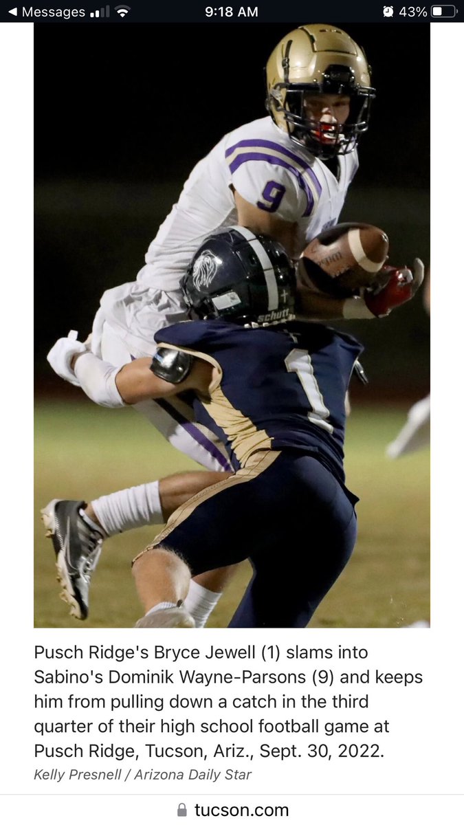 Had to move to OLB,⁦<a href="/Bryce_Jewell_1/">Bryce Jewell</a>⁩ put on a clinic of shedding blockers and making big plays. Thanks to ⁦<a href="/TucsonStar/">Arizona Daily Star</a>⁩ and ⁦<a href="/AllSportsTucson/">AllSportsTucson.com</a>⁩ for the coverage.  ⁦<a href="/PrepRedzoneAZ/">Prep Redzone Arizona</a>⁩ ⁦<a href="/GametimeRC/">Gametime Recruiting & Consulting</a>⁩