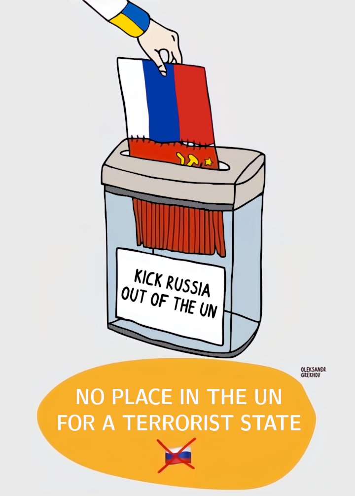 A nuclear terrorist which has again illegally stolen Ukrainian territory &amp; people is still a permanent member of the UN Security Council #1984 #orwell