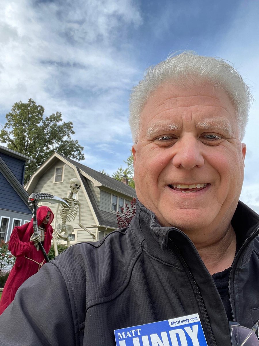 Out knocking on doors to meet voters in Elyria. Decided not to have these two guys join me.