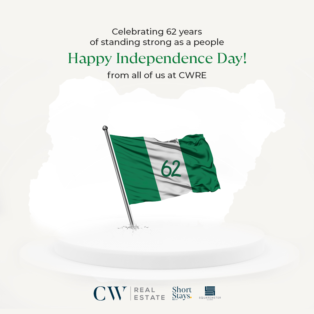 Happy independence day Nigeria 🇳🇬
From all of us at CWRE 💙

#HappyIndependeceDay #Nigeria #Nigeriaat62 #IndependenceDay #CWRECares #CWRE #CWLagos