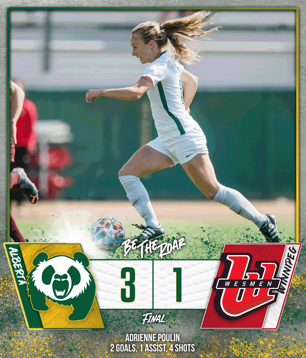 PandasSoccer's tweet photo. 𝙵𝙸𝙽𝙰𝙻
Poulin stays hot!! The speedy Pandas striker adds two more goals and an assist on Saturday, leading the Pandas to a 3-1 win over Winnipeg.
Poulin now has four goals and five points in her last two matches.
BOXSCORE: https://t.co/3Zt39i1lfK https://t.co/67AVGXLXl3