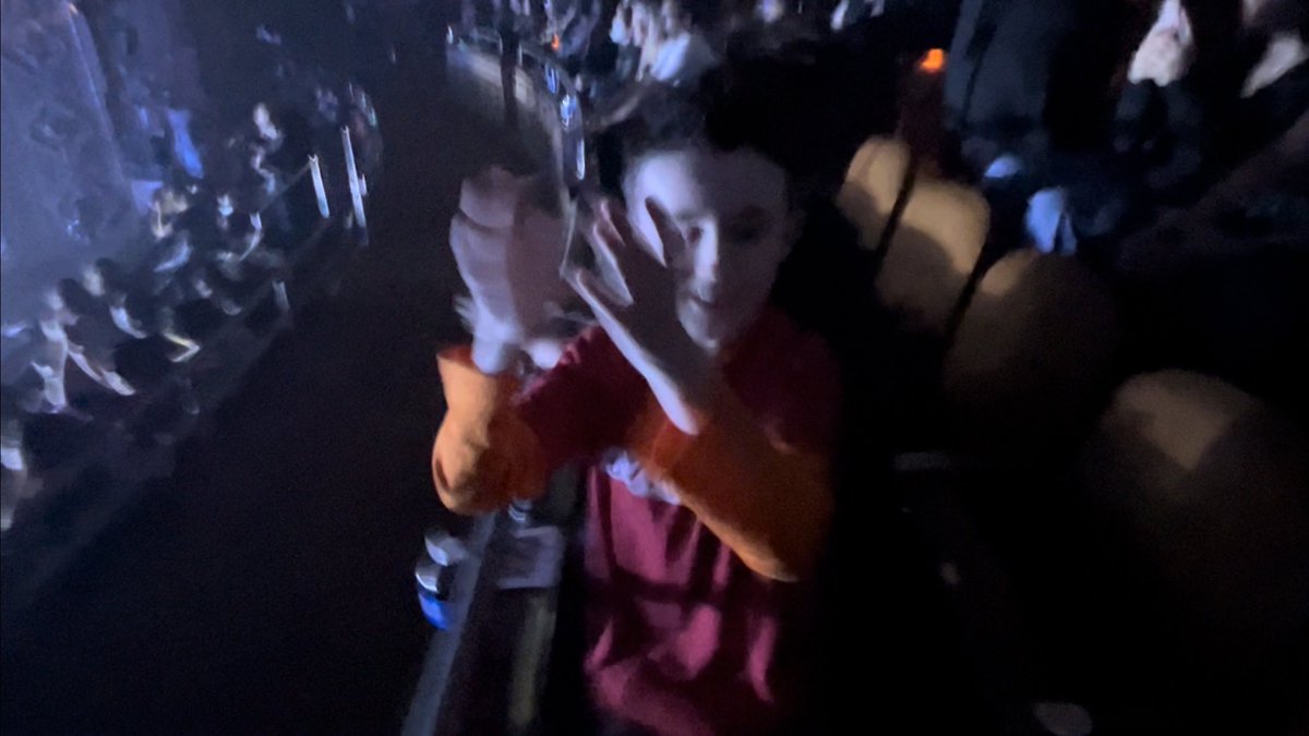 VaderJaws's tweet photo. While we sort thru the many photos and vids of the best concert we’ve ever seen, here is the next set of just our boys’ reactions. @chvrches 💙💜🧡❤️ https://t.co/fMGcjssTy1