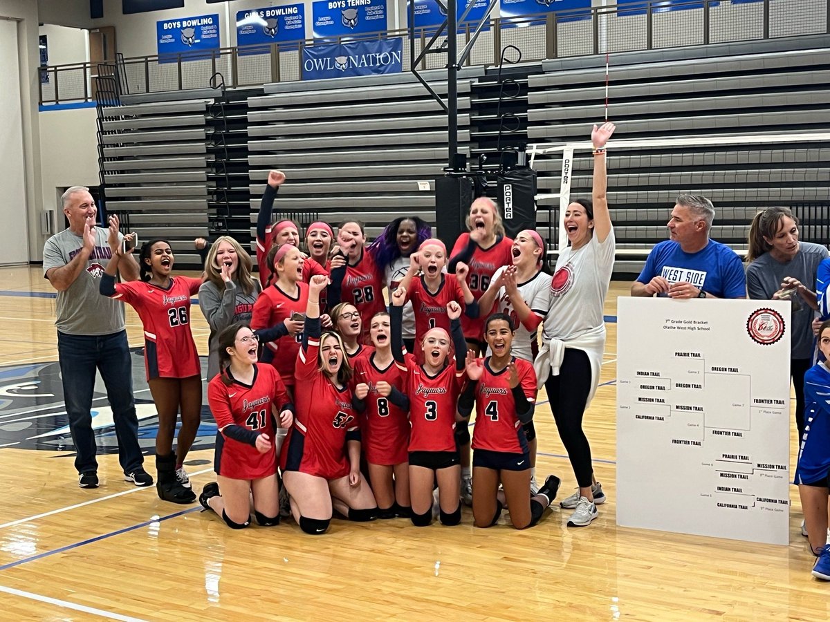 AmandaGAdkins's tweet photo. Let me introduce you to the 7th Grade Volleyball Olathe City CHAMPIONS!! @FTMSJaguars https://t.co/hIxzfJxcpW